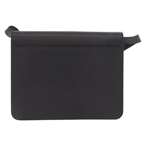 SAINT LAURENT Shoulder Bag Leather Black Gold Auth 190568