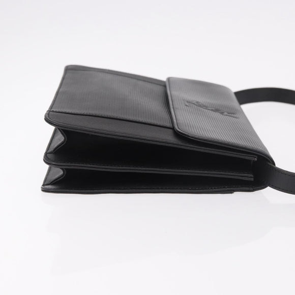 SAINT LAURENT Shoulder Bag Leather Black Gold Auth 190568
