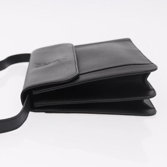 SAINT LAURENT Shoulder Bag Leather Black Gold Auth 190568