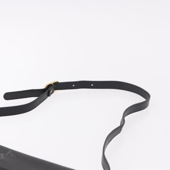 SAINT LAURENT Shoulder Bag Leather Black Gold Auth 190568