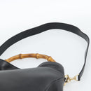 GUCCI Bamboo Hand Bag Leather 2way Black Gold 001 1577 Auth 190569-10