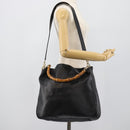 GUCCI Bamboo Hand Bag Leather 2way Black Gold 001 1577 Auth 190569-23