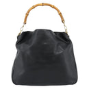 GUCCI Bamboo Hand Bag Leather 2way Black Gold 001 1577 Auth 190569-3