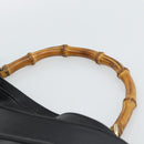 GUCCI Bamboo Hand Bag Leather 2way Black Gold 001 1577 Auth 190569-8