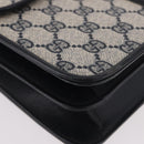 GUCCI GG Supreme Hand Bag PVC Navy Gold Auth 190570-9