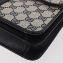 GUCCI GG Supreme Hand Bag PVC Navy Gold Auth 190570-14