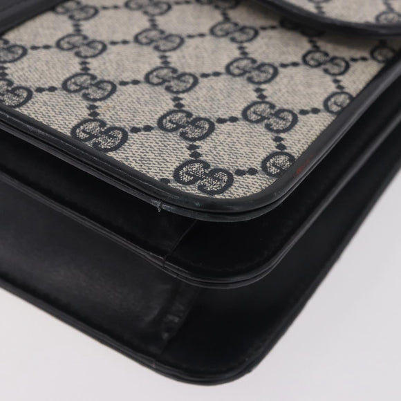 GUCCI GG Supreme Hand Bag PVC Navy Gold Auth 190570
