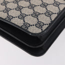 GUCCI GG Supreme Hand Bag PVC Navy Gold Auth 190570-15