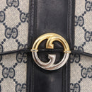 GUCCI GG Supreme Hand Bag PVC Navy Gold Auth 190570-17