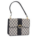GUCCI GG Supreme Hand Bag PVC Navy Gold Auth 190570-1