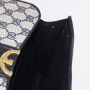 GUCCI GG Supreme Hand Bag PVC Navy Gold Auth 190570-23