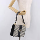 GUCCI GG Supreme Hand Bag PVC Navy Gold Auth 190570-26