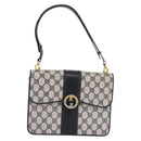 GUCCI GG Supreme Hand Bag PVC Navy Gold Auth 190570-13