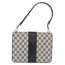 GUCCI GG Supreme Hand Bag PVC Navy Gold Auth 190570-2
