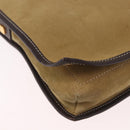 LOEWE Anagram Shoulder Bag Suede Beige Gold Auth 190571-9