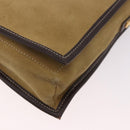 LOEWE Anagram Shoulder Bag Suede Beige Gold Auth 190571-15