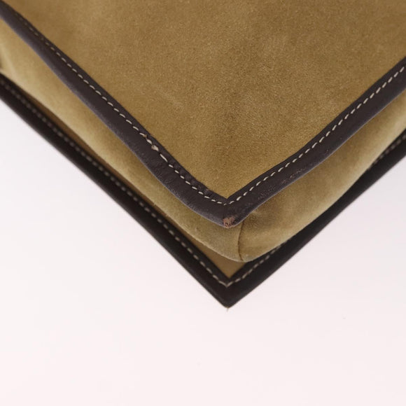 LOEWE Anagram Shoulder Bag Suede Beige Gold Auth 190571