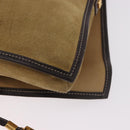 LOEWE Anagram Shoulder Bag Suede Beige Gold Auth 190571-17