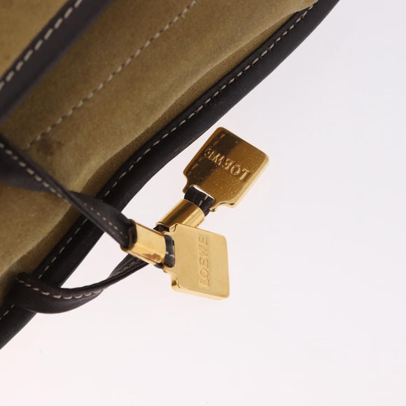 LOEWE Anagram Shoulder Bag Suede Beige Gold Auth 190571
