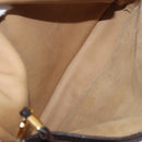 LOEWE Anagram Shoulder Bag Suede Beige Gold Auth 190571-11