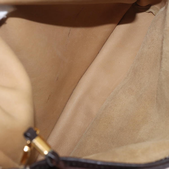 LOEWE Anagram Shoulder Bag Suede Beige Gold Auth 190571