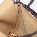 LOEWE Anagram Shoulder Bag Suede Beige Gold Auth 190571-20