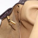LOEWE Anagram Shoulder Bag Suede Beige Gold Auth 190571-21