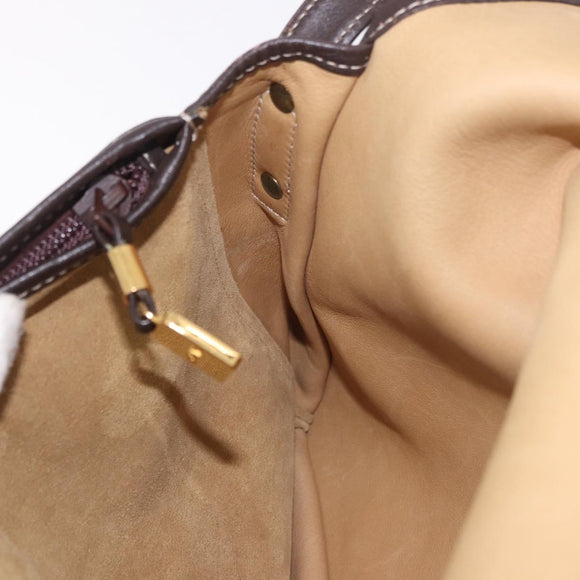 LOEWE Anagram Shoulder Bag Suede Beige Gold Auth 190571