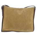 LOEWE Anagram Shoulder Bag Suede Beige Gold Auth 190571-2