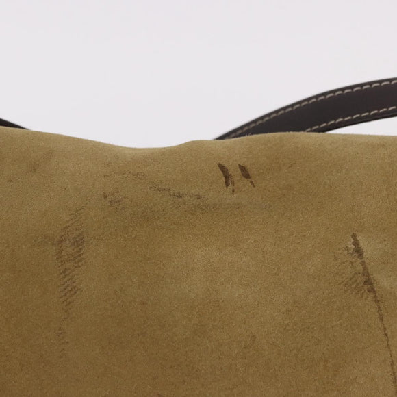 LOEWE Anagram Shoulder Bag Suede Beige Gold Auth 190571