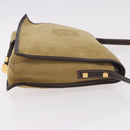 LOEWE Anagram Shoulder Bag Suede Beige Gold Auth 190571-4