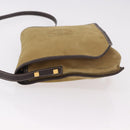 LOEWE Anagram Shoulder Bag Suede Beige Gold Auth 190571-5