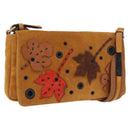 PRADA Shoulder Bag Suede Beige Silver Auth 190573-1
