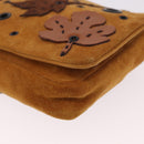 PRADA Shoulder Bag Suede Beige Silver Auth 190573-14