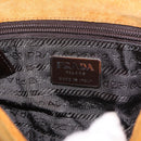 PRADA Shoulder Bag Suede Beige Silver Auth 190573-21