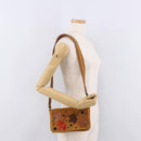 PRADA Shoulder Bag Suede Beige Silver Auth 190573-26