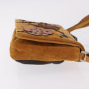 PRADA Shoulder Bag Suede Beige Silver Auth 190573-3