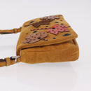 PRADA Shoulder Bag Suede Beige Silver Auth 190573-4