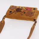 PRADA Shoulder Bag Suede Beige Silver Auth 190573-6