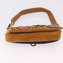 PRADA Shoulder Bag Suede Beige Silver Auth 190573-5