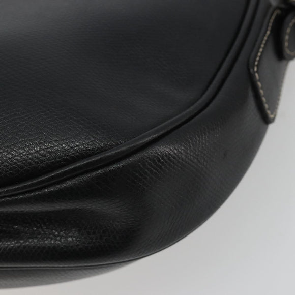 LOEWE Anagram Shoulder Bag Leather Black Gold Auth 190574