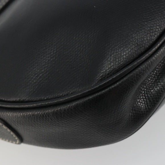 LOEWE Anagram Shoulder Bag Leather Black Gold Auth 190574