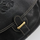 LOEWE Anagram Shoulder Bag Leather Black Gold Auth 190574-18
