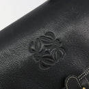 LOEWE Anagram Shoulder Bag Leather Black Gold Auth 190574-19