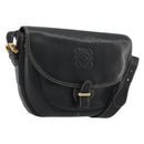 LOEWE Anagram Shoulder Bag Leather Black Gold Auth 190574-1