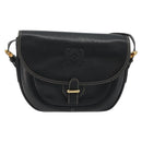 LOEWE Anagram Shoulder Bag Leather Black Gold Auth 190574-13