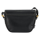 LOEWE Anagram Shoulder Bag Leather Black Gold Auth 190574-2