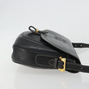 LOEWE Anagram Shoulder Bag Leather Black Gold Auth 190574-3