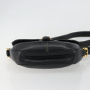 LOEWE Anagram Shoulder Bag Leather Black Gold Auth 190574-5