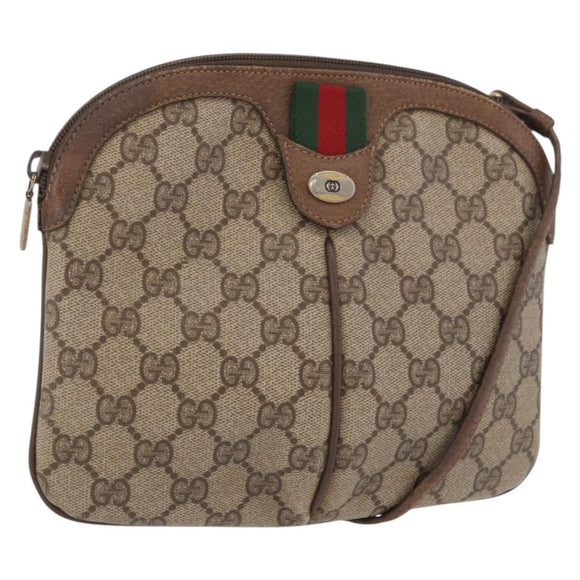 GUCCI GG Supreme Shoulder Bag PVC Beige Gold 904 02 Auth 190576